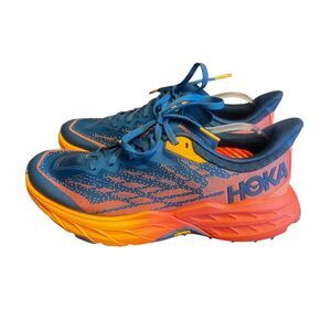 HOKA Speedgoat 5 Women’s Size 7B Blue Orange Trail Running Shoes Vibram